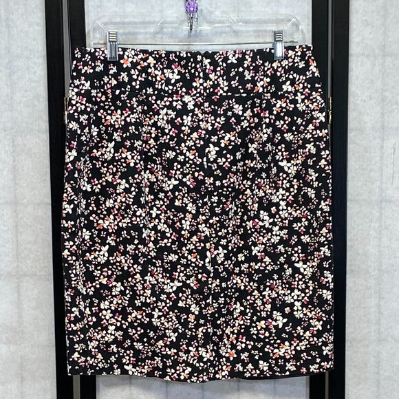 Liz Claiborne Career Floral Pencil Skirt Wide Waist Lined Back Slit Work Chic 12 - Picture 2 of 12